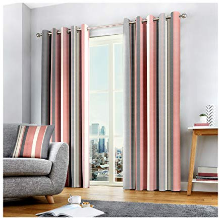 Fusion Two Curtain Panels, Cotton,Polyester, Blush, W117cm (46) x D183cm (72)