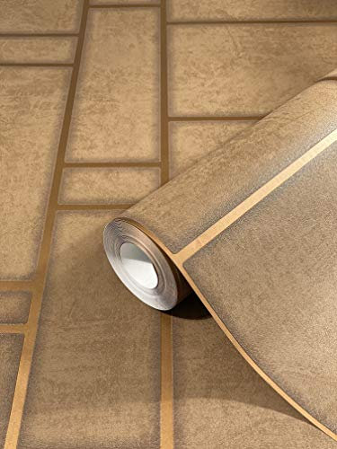 Papier peint marron Graphique - motifs, moderne - pour salon, chambre ou cuisine - Made in Germany - 10,05m x 0,53m