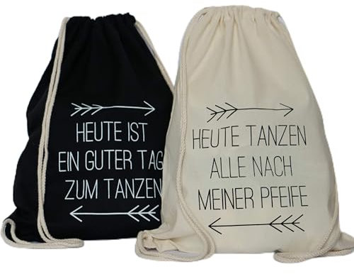 ElliGa B-Ware! Turnbeutel JGA Rucksack für Junggesellinnenabschied tanzen bridal party bachelorette (10er Set (9x Mädels+1Braut beige))