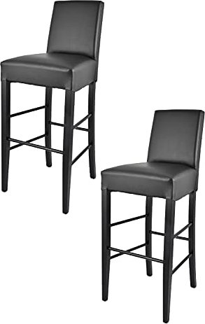 t m c s Tommychairs - 2er Set Moderne Barhocker Luisa, robuste Struktur aus lackiertem Buchenholz Farbe Schwarz, gepolstert und mit Kunstleder in der Farbe Schwarz bezogen
