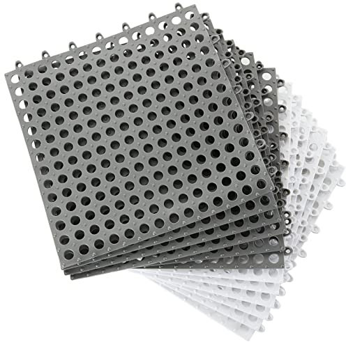 12 PCS Interlocking Rubber Non-Slip Floor Tiles, 11.8 x 11.8 Soft PVC Floor Tiles, Bath Shower Floor Mat with Drain Holes, Drainage Tiles Mat for Outdoor, Bathroom, Kitchen, Pool, Wet Area