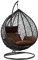 Garden Swing Egg Chair Hanging Chair Hammock Chair with Cushion, Patio Furniture Indoor Outdoor Lounge Black Chairs Brown Cushion with Sturdy Steel Frame