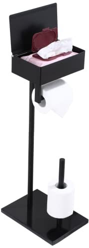 Day Moon™ Toilettenpapierhalter Stehend, Feuchtes Toilettenpapier Box - Toilettenpapierhalter Mit Feuchttücherbox, Toilettenpapierhalter Mit Ablage - Toilettenpapierhalter Schwarz Matt