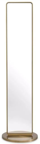 Casa Padrino Luxus Standspiegel Messing Ø 55 x H. 200 cm - Freistehender drehbarer doppelseitiger Edelstahl Standspiegel - Schlafzimmer Spiegel - Schlafzimmer Möbel - Luxus Qualität
