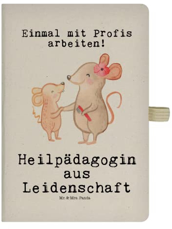 Mr. & Mrs. Panda DIN A5 Baumwoll Notizbuch Heilpädagogin Leidenschaft - Geschenk, Heilpädagogik, Eintragebuch, Adressbuch, Abschied, Schreibbuch,