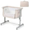 Maxmass 3 In 1 Bedside Crib, Co-Sleeping Baby Cot with Safe Strap, Soft Mattress, Universal Wheels and Carry Bag, Portable Moving Bassinet for 0-5 Months (Beige)