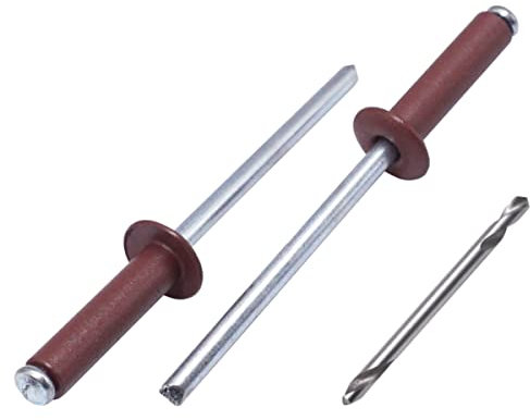 SKIR'CO Lot de 50 rivets aveugles peints 4,0 x 16 mm, rivets pop en aluminium, foret inclus (rouge oxyde RAL 3009)