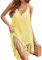 JFAN Robe De Plage pour Femmes V-Cou Bikini Cache-Maillots Dos Nu Beach Maillots De Bain Cover Up Gland Camisole Jaune, Taille Unique