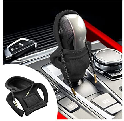 CGEAMDY Gangschaltung Hoodie-Abdeckung, Lustige Hoodies Schaltknaufschutz für Auto, Dekoration Passend für Manuelles oder Automatisches, 13 x 6 CM Holländischer Samt Dekoratives Autozubehör (Schwarz)