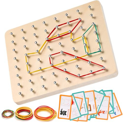 Wooderma Holz-Geobrett für Kinder, Montessori Spielzeug ab 3 Jahre, Lehrreiches Spielzeug, Geometrie Lernspielzeug, Geschenk Für Junge Und Mädchen Ab 3 4 5 6 Jahren
