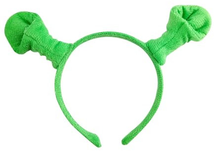 Lezevn Serre-tête en peluche avec oreilles de Shrek et cornes pour Halloween, fête de Noël