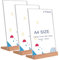 Presentoir A4 Acrylique avec Base en Bois, Lot de 3 Porte Menu porte affiche, Porte Document Mariage pour Restaurant en forme de L Porte-documents inclinés en transparent (A4-verticale -clair)