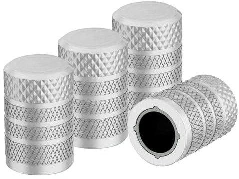 Flaconi 4PCS Auto Ventilkappen,Ventilkappen Auto,Autoventil,Ventilkappen Motorrad,Autoventil Kappe,Autoreifen Ventilkappen,Ventilkappen Auto Metal,Geeignet für Autos,Motorräder,Fahrräder (Silber)