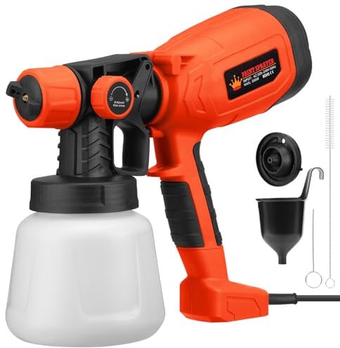 Bestcool spruzzatore di vernice, pistola a spruzzo elettrica da 500 W con serbatoio staccabile da 900 ml spruzzatore recinzioni portatile valvola regolabile spruzzatore per recinzioni da giardino