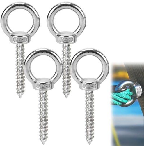 304 Edelstahl Schaukelhaken Für Holzbalken, 4er-Pack 12 Cm ösenschraube, Deckenhaken Schwerlast, M10-ösenhaken Bis Zu 200 Kg Last, Für Stahlträger Yoga Hängesessel Boxsack Veranda Schaukel Sets