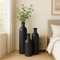 Leewadee Set of 3 Large Floor Vases – Decorative Tall Metal Vases in Black (68/51/41 cm) – Elegant Home Decor for Stylish Interiors