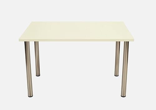 All4All Esstisch Venus - Esszimmertisch - Tisch mit Chrombeinen - Küchentisch - Bürotisch - 100x60cm - 120x70cm - Küche - Wohnzimmer (Beige, 100x60cm)