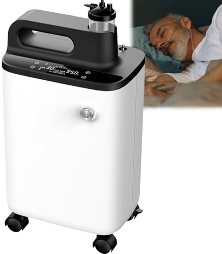 KCareU Concentrador de oxígeno médico de 3 l, generador de oxígeno portátil, oxigenoterapia de alta pureza del 96%, flujo ajustable de 3 a 5 l, dispositivo de oxígeno con funcionamiento 24/7