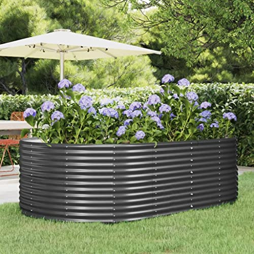 Hochbeet Anthrazit pflanzentopf pflanzkübel for Garten Innen 212x140x68 cm Pulverbeschichteter Stahl