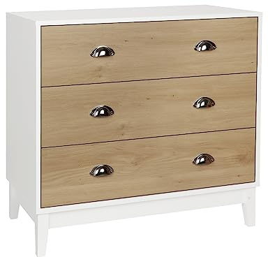 Skokliz Kommode weiß mit 3 Schubladen, Sideboard Moderner Schubladenschrank für Wohnzimmer Schlafzimmer Flur, Schubladenschrank Kommode viel Stauraum Geeignet Organizer Kleidung, 80 x 40 x 75 cm