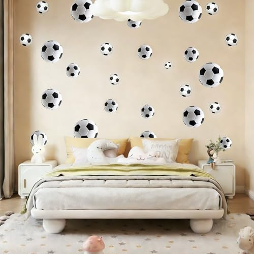 60 Pack Football Wall Stickers, Vinyl Soccer Ball Decals for Kids Rooms | Removable Sports Art, For Bedrooms Playrooms Classrooms Walls Windows And Furniture