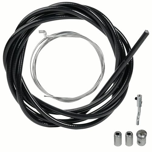 FortuneGlobe Cable de aceleración para cortacésped de 1,5 mm, con Kit de Reparación Universal de Puntas en Z y Abrazadera para Escobas y Rototillero