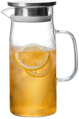 Caraffa con capacità alternativa per bottiglia d ' acqua in vetro trasparente con coperchio, perfetta per bere vino ghiacciato fatto a mano e brocca in borosilicato per uso quotidiano