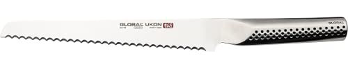 Global GU-03 UKON Brotmesser mit 22 cm Klinge, CROMOVA 18 Edelstahl