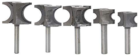 Gasea 5pcs 1/4 Inch Shank Half-Round Bullnose Router Bits, 1/4 * 1/2, 1/4 * 3/4, 1/4 * 5/8, 1/4 * 3/8, 1/4 * 7/8