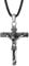 U7 Religious Jewellery INRI Cross Pendant Black Wax Rope Jesus Sterling Silver Crucifix Necklace For Men Women