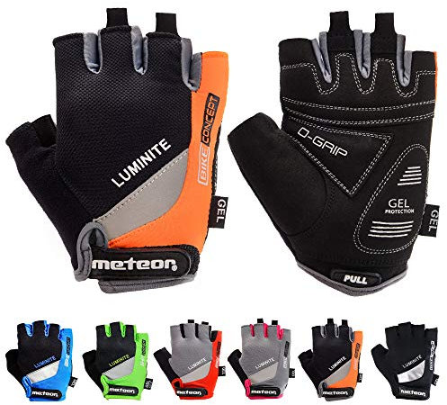 meteor radhandschuhe MTB Handschuhe Herren Gel GX31 Green fahrradhandschuhe Mountainbike Handschuhe - Radsport Handschuhe Damen - Radsporthandschuhe Downhill Fahrrad Handschuhe Kinder (XL, Orange)