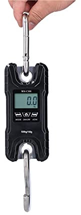 Tragbare Elektronische Hängewaage 500 Kg Lcd-Display Handheld-Gewichtsmesswerkzeug mit Abs-Engineering-Kunststoff-Shell-Haken-Waage (Batterie Nicht Im Lieferumfang Enthalten)(Schwarz)