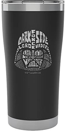 Tervis Star Wars - Character Wordle Engraved Darth Vader Triple Walled Insulated Tumbler Travel Cup Keeps Drinks Cold & Hot, 20oz Legacy, Darth Vader - Onyx Shadow