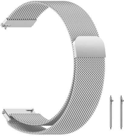 ZoRoll Armband 20mm Kompatibel mit Amazfit Active 2/Active/GTS 4/GTS 4 Mini/Bip 3 Pro/GTS 3/2/2e, Edelstahl Ersatzarmband Mesh Metall Uhrenarmband Kompatibel mit Amazfit GTR Mini/GTR 42mm - Silber
