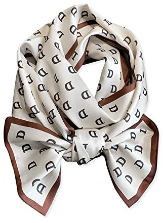 LumiSyne Seidenschal Damen Skinny Schal Schachbrett Kariert Gedruckt Buchstaben Muster Klassische Retro Stil Lange Krawatte Schal Leicht Schmaler Halstuch Bandana Kopfschmuck Griff Wrap Ribbon