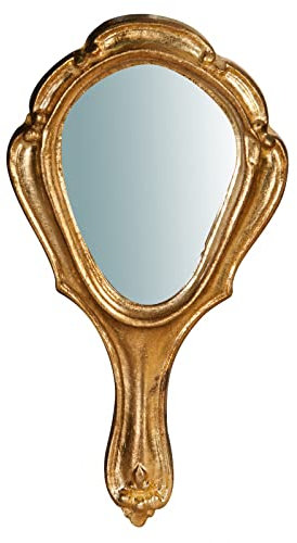 Biscottini Miroir à Main 12x2x21 cm en Bois | Miroir Portable décoratif et Miroir de Maquillage Fille et Fille | Miroir de Coiffure Portable