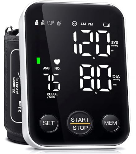 Oklar Blood Pressure Monitor Upper Arm Monitors for Home Use BP Machine Sphygmomanometer with 2x120 Reading Memory Adjustable Arm Cuff 8.7-15.7 Large Display with LED Background Light Storage Bag