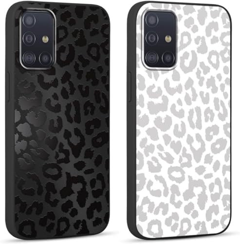 Yoedge 2 Stück HandyHülle für Samsung Galaxy A51 4G Hülle 6,5, Schutzhülle für Samsung A51 4G Case 3D Leopard Muster Design Aesthetic Mädchen Junge Geschenk Weich TPU Silikon Stoßfest Cover, Schwarz