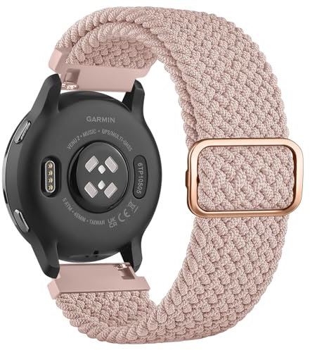 Oumida Geflochtenes Armband für Garmin Venu Sq/Venu Sq 2/ Venu Sq 2 Music/Venu 2 Plus, Garmin Vivoactive 5/ Vivoactive 3 Music, Forerunner 55 Armbänder, 20mm Elastisches Nylon Ersatzarmband