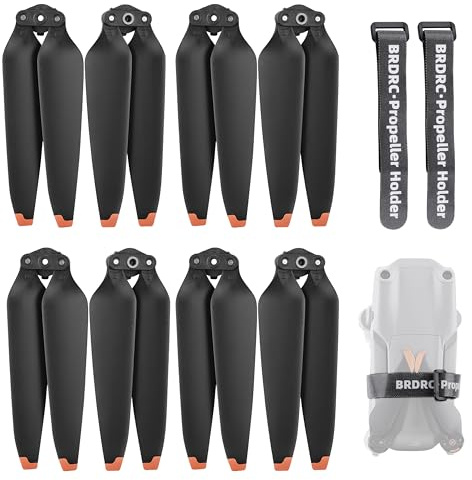 8 Stück 9453F Propeller für Mavic 3, Leicht geräuscharm stabiler Schnellspanner Propellerblatt Ersatzpropeller für DJI Mavic 3(Orange) Drohnenzubehör mit 1 Stück Propeller Fixierer halter