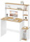 eSituro Schreibtisch, Computertisch mit 5 Regalen, Bürotisch weiß Holzoptik, Gaming Tisch mit Stauraum, PC Tisch für Home Office Büro Wohnzimmer, 113,5x139x45 cm