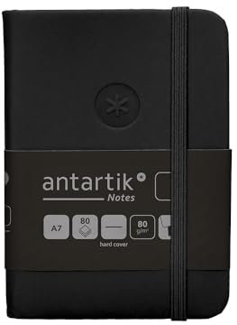 Antartik Quaderno con gomma note copertina rigida A7 fogli lisci nero 80 fogli 80 gr FSC