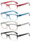 Kerecsen 4-Pack Rectangular Retro Style Men Reading Glasses Spring Hinges Comfortable Readers (+2.50, 4 Pack Mix Color-2)