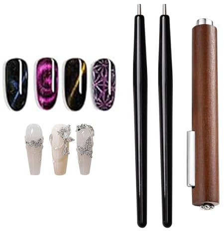 KICDER Cat Eye Nail Art Magnet Set - Includes Magnet Pen for Steel Ball Suction - Easy DIY for Beginners, Nail Studios, and Salons