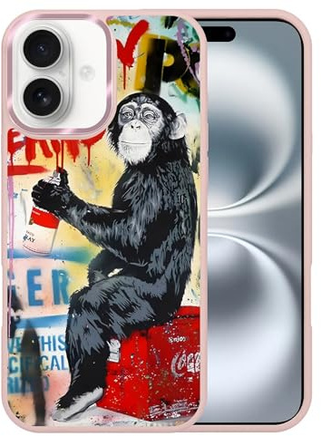 artslion Magnetisch Hülle für iPhone 16 6,1 Zoll Kompatibel mit MagSafe, Handyhülle Rückseite Stoßfest Schutzhülle-Aquarell AFFE Muster
