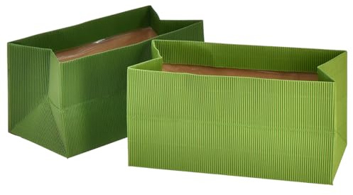 Blumenübertopf Gerippt Grün Oliv 24x12cm Papiertüte 6er Set, 6 Stück