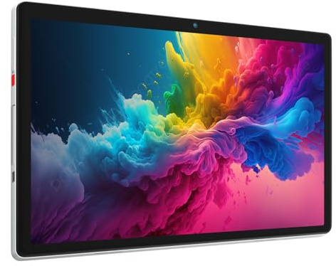 Tablette Android, tablette 10 pouces, 6 Go + 64 Go (extensible jusqu'à 128 Go), tablette Android avec Bluetooth 5.2, Wi-Fi 6, double caméra, batterie 5000 mAh, écran tactile HD 1280 × 800 (argent)