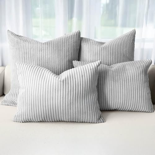Amilian Dekokissen 4er Set mit Füllung – Sofakissen Set 2x 50x50 cm & 2x 35x45 cm – Weiche Zierkissen, Couchkissen für Sofa - Nachtnebel