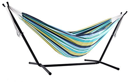 Vivere Doppel Baumwolle Hängematte mit Hängemattengestell 250 cm, Cayo Reef