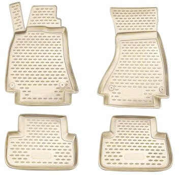 OMAC Gummimatten Fußmatten kompatibel mit Audi A4 Limo Avant Allroad B8 2007-2016 Beige 4X